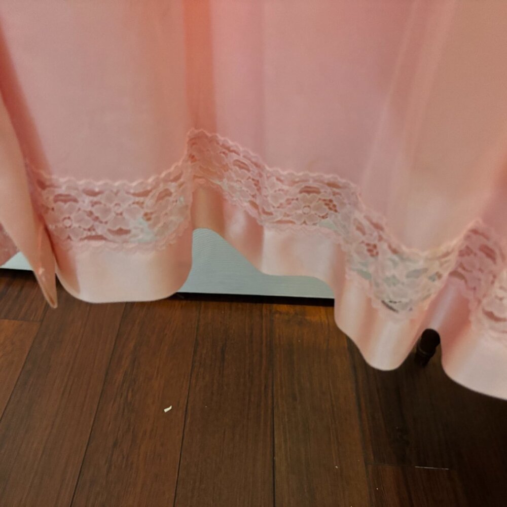 Vintage Vanity Fair Sz Med Pink Nylon Nightgown Peignoir Set Robe Long Length - Picture 7 of 9